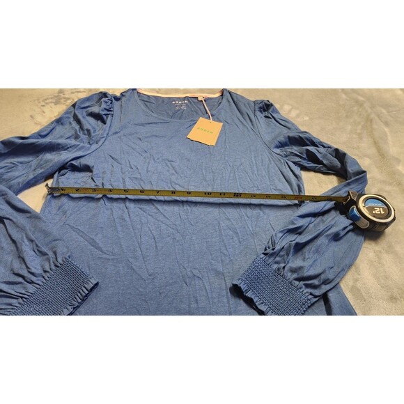 Boden Women's Size 8 Denim Blue Smocked Cuff Supersoft Top NWT - Picture 7 of 8